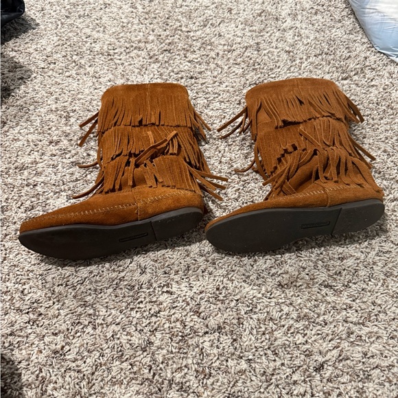 Minnetonka Shoes - Minnetonka Chestnut Suede Moccasin Slip-Ons